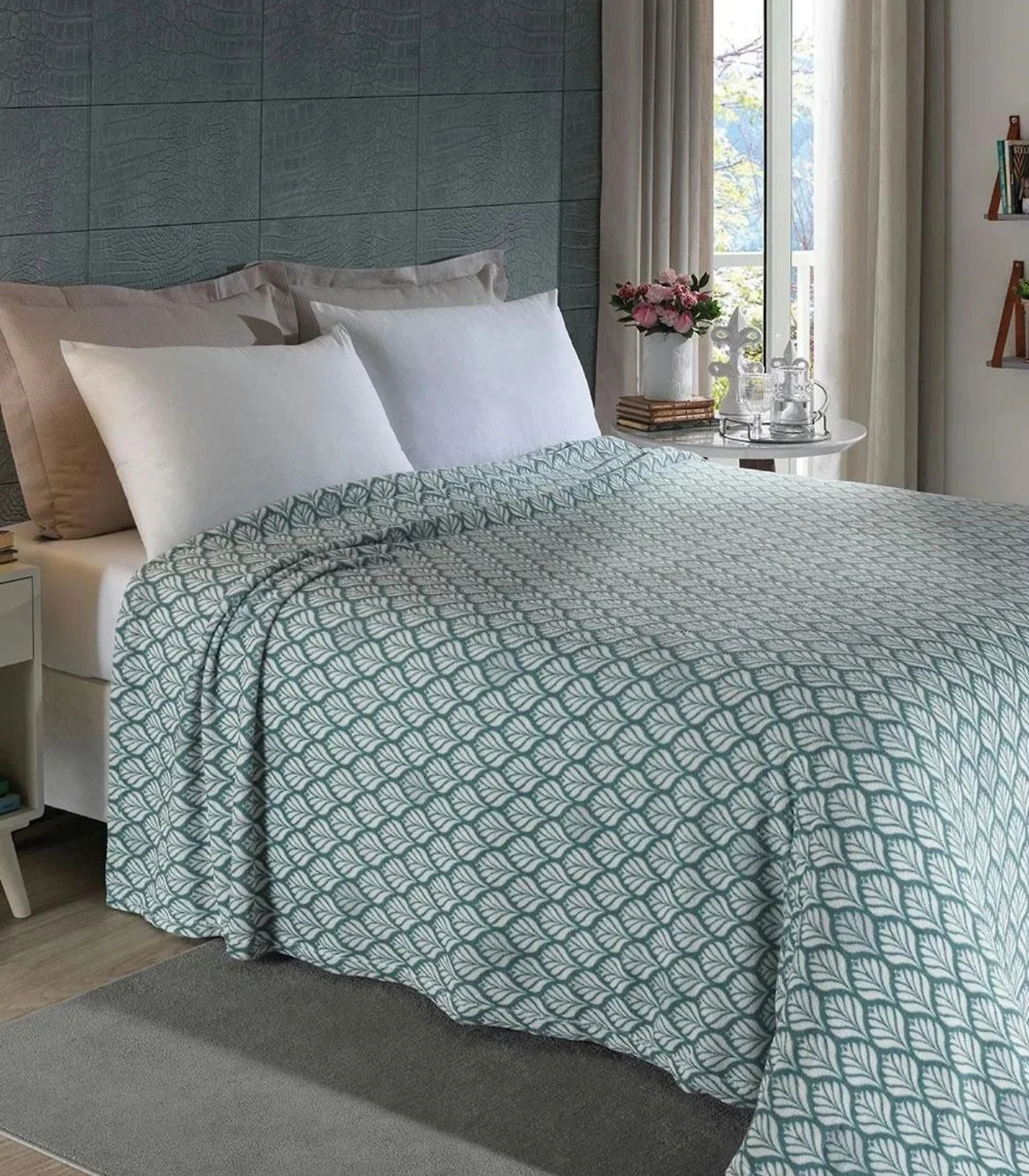 Manta Flannel Casal Lar E Lazer Verde