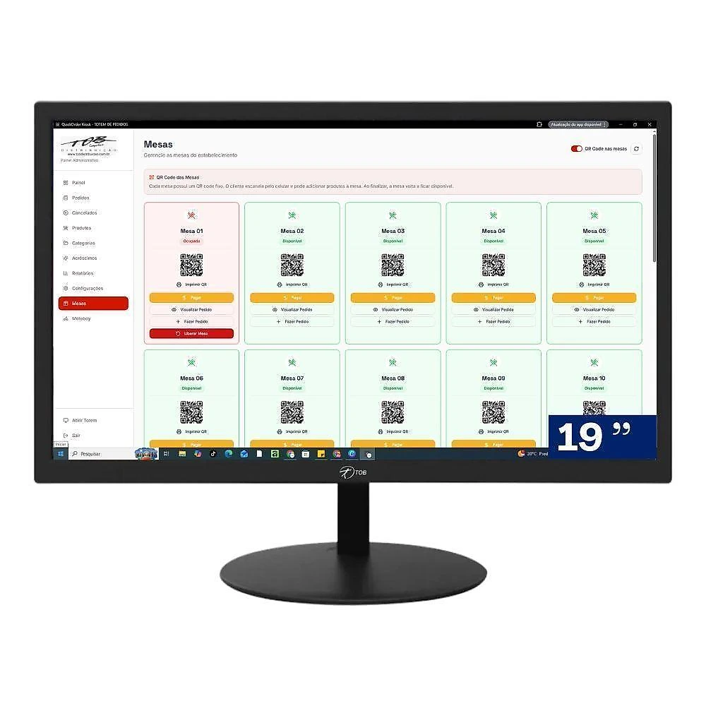 Computador PDV com Perifericos Core I7 2a Geracao 8GB SSD 240GB Sistema TOB Food Bivolt Tob