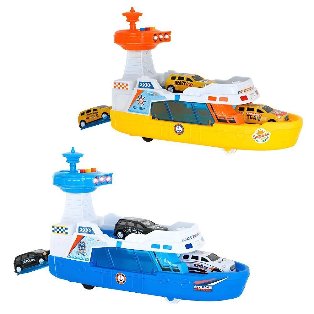 Barco de Brinquedo Guarda Costeira DMT6855 com 3 Carrinhos DM Toys