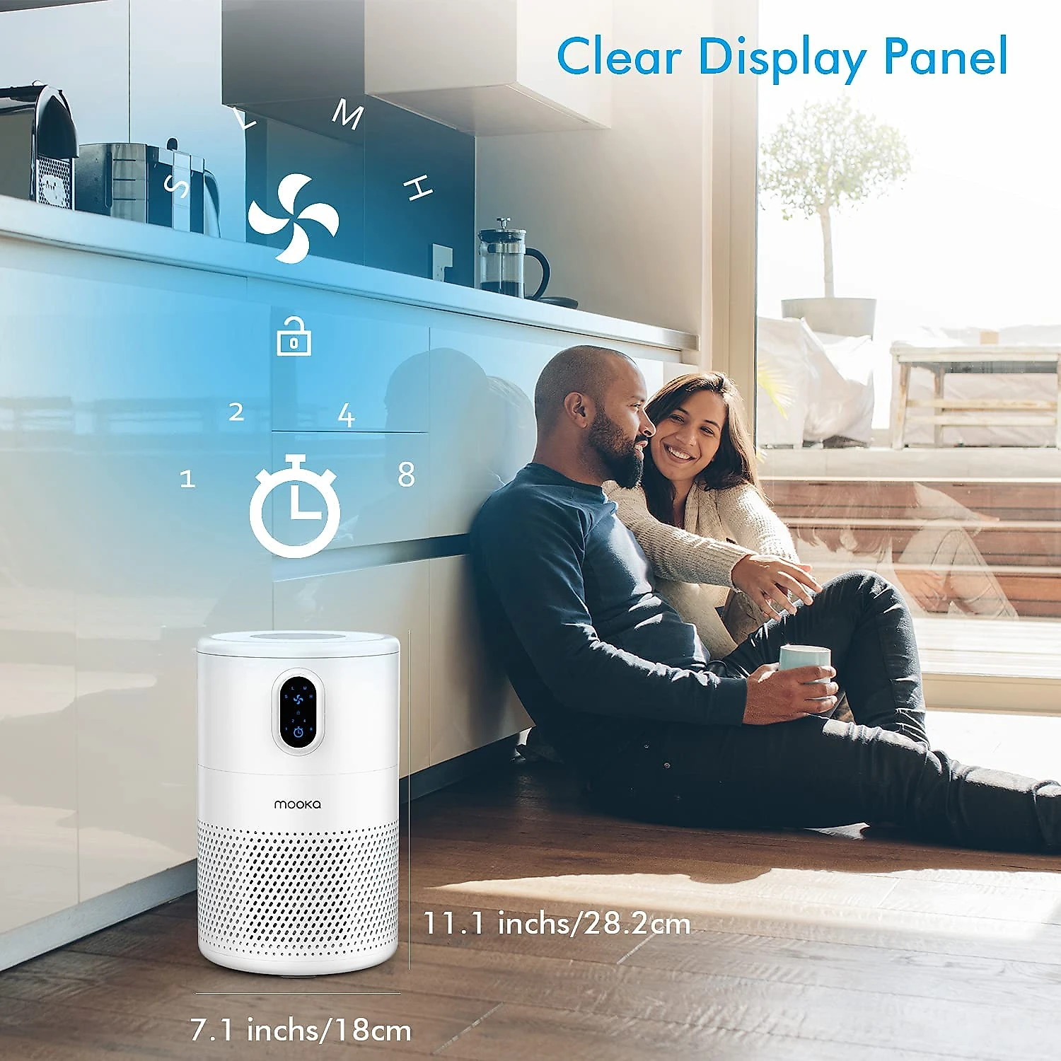 MOOKA Purificador de Ar para Grandes Espaços com Filtro HEPA H13 Área 40 m2