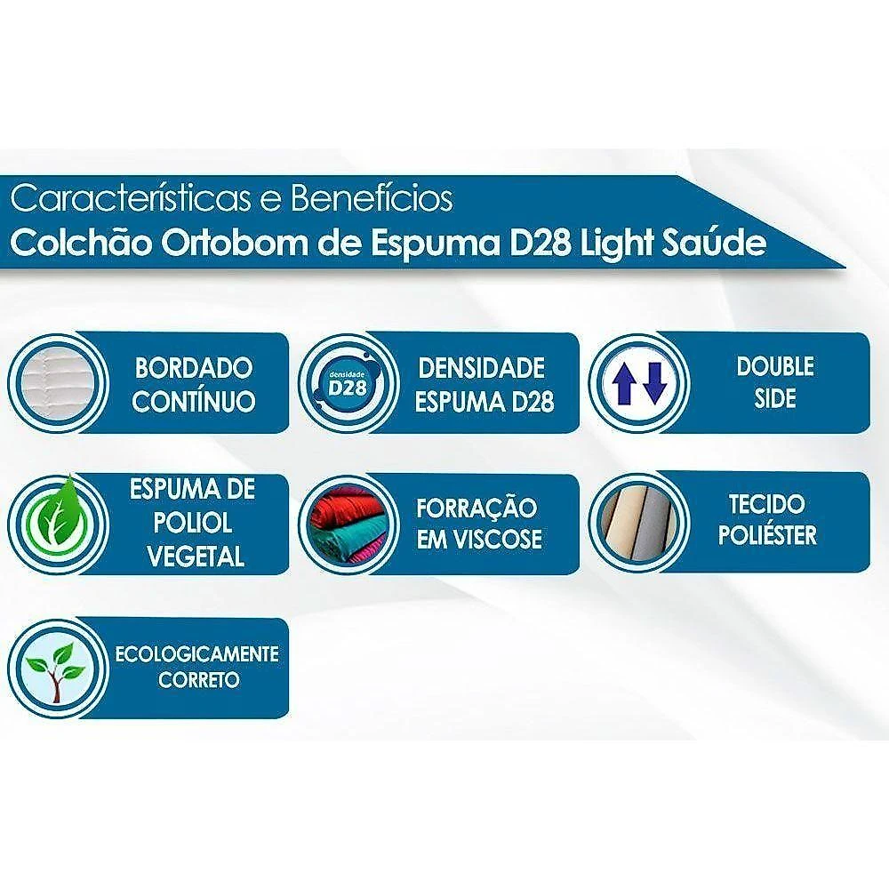Colchão Casal Espuma D28 Light Saúde (138x188x16) - Ortobom