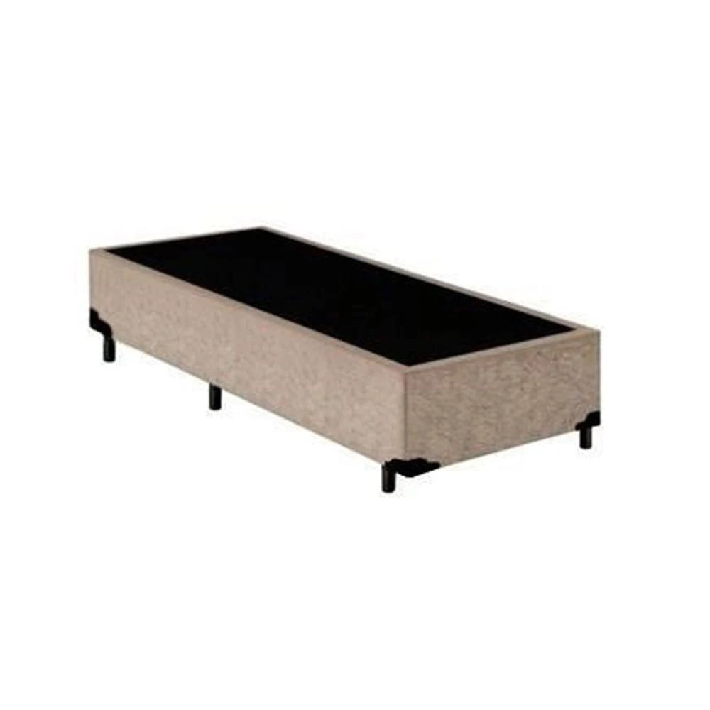 Cama Box Solteiro Extremo Reforçado Suede Madeira Bege Homequeen