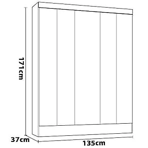 Guarda-Roupa Casal Demóbile Ártico 5 Portas de Bater MDP - 135cm de Largura Amêndoa/Off White