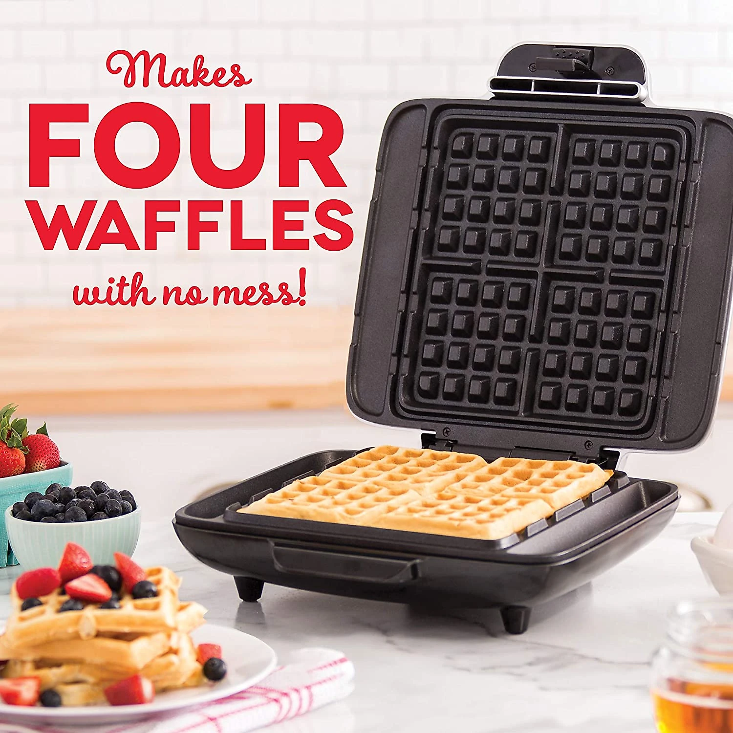 Dash Máquina de Waffles DNMWM400AQ Antiaderentes 4 Fatias Verde Água 110V
