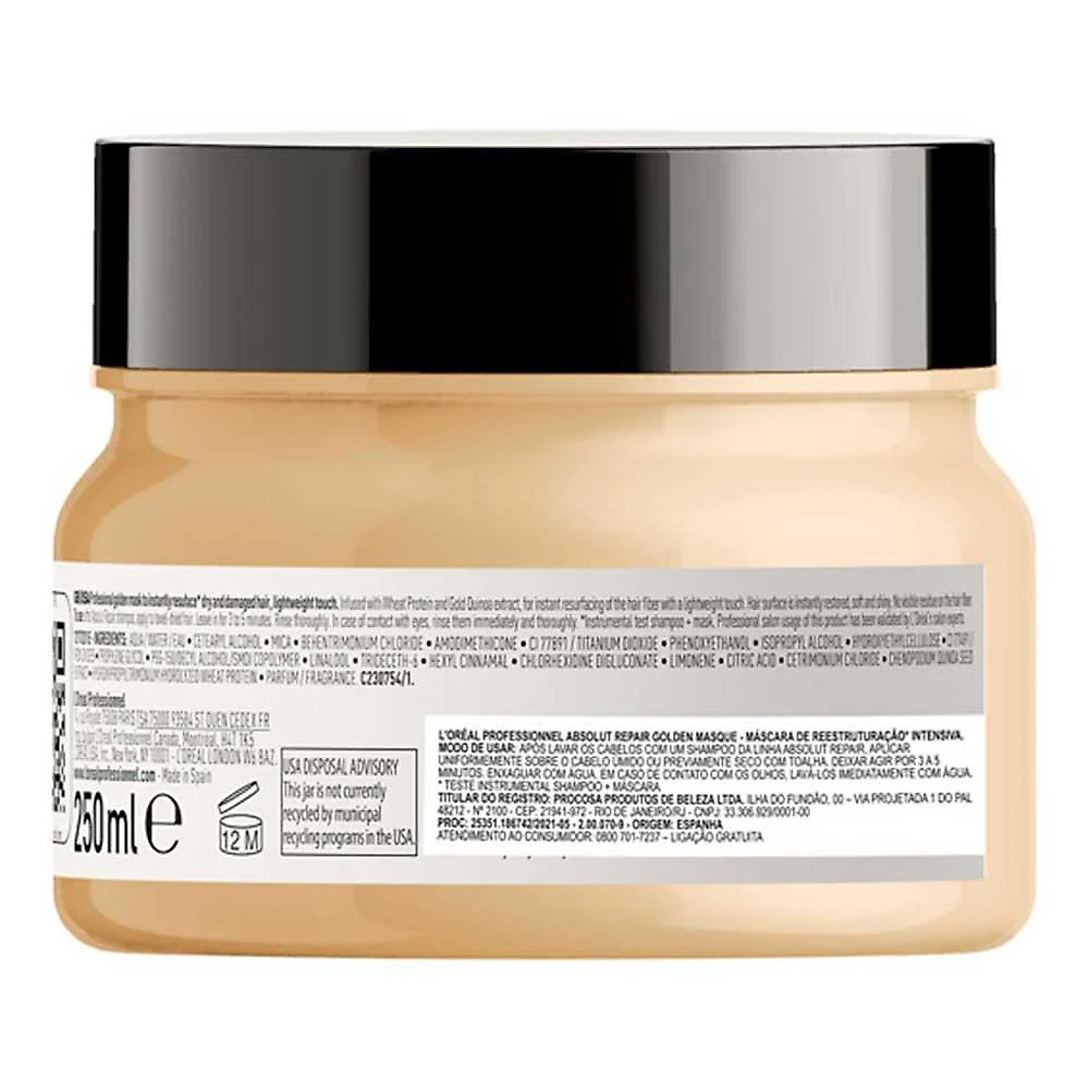 L'oréal professionnel absolut repair gold quinoa + protein - máscara light de tratamento 250ml
