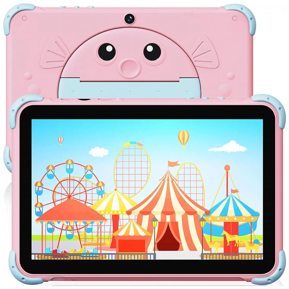Tablet Infantil 10 Android com Controle de Pais, WiFi e Câmera Dupla, 32 GB, YINOCHE, Rosa