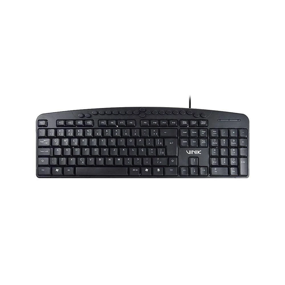 Teclado USB Multimídia Dynamic 107 Teclas ABNT2 Resistente a Respingos Preto Vinik