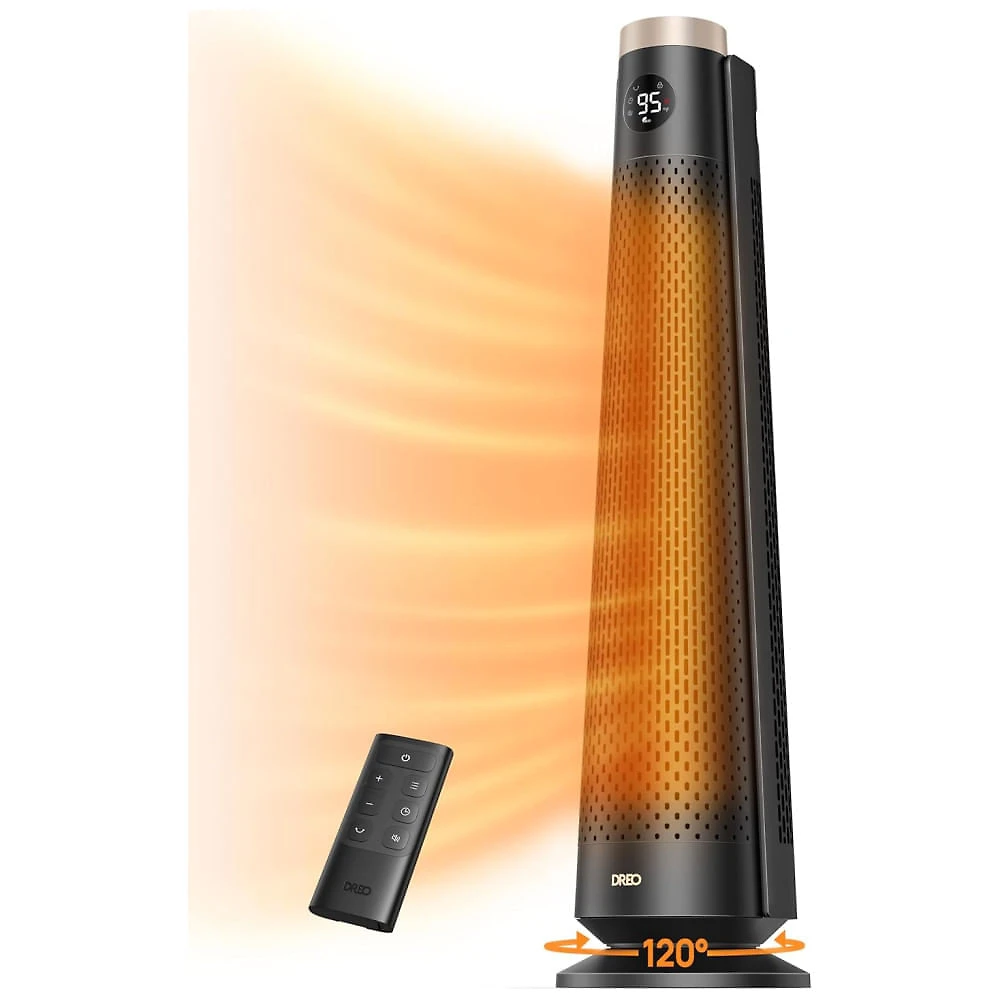 Aquecedor Elétrico Dreo Space Heater Indoor de 76,2 cm com Controle Remoto - Aquecimento Potente para Ambientes Amplos - Design Seguro e Moderno