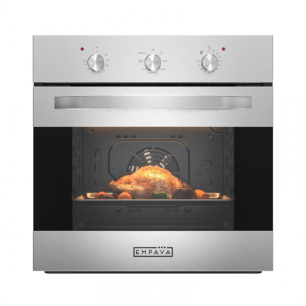 Forno elétrico de embutir 61cm Empava inox escovado convecção 6 modos de cozimento 65L 2800W 240V