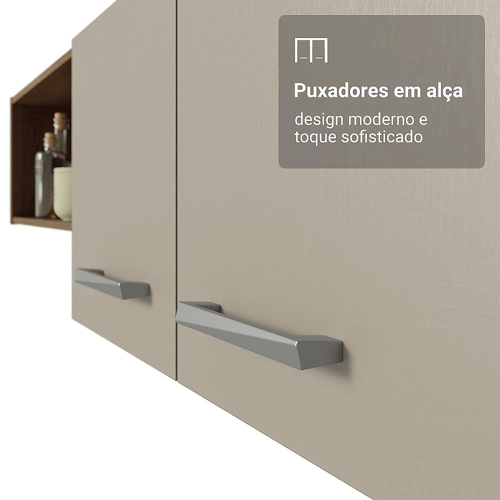Armário de Cozinha Compacta 196cm Aura Madesa Rustic/Crema