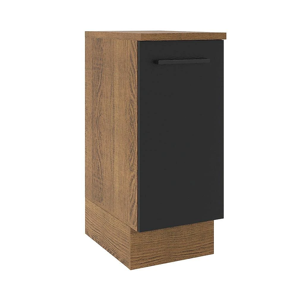 Balcão armário de cozinha 35 cm 1 porta rustic/preto agata madesa