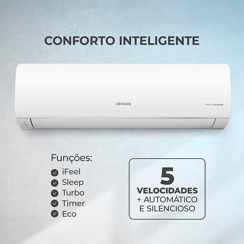 Ar Condicionado AIWA Split High Wall High Inverter 18.000 BTUs Frio AWS-AC-18F 220V