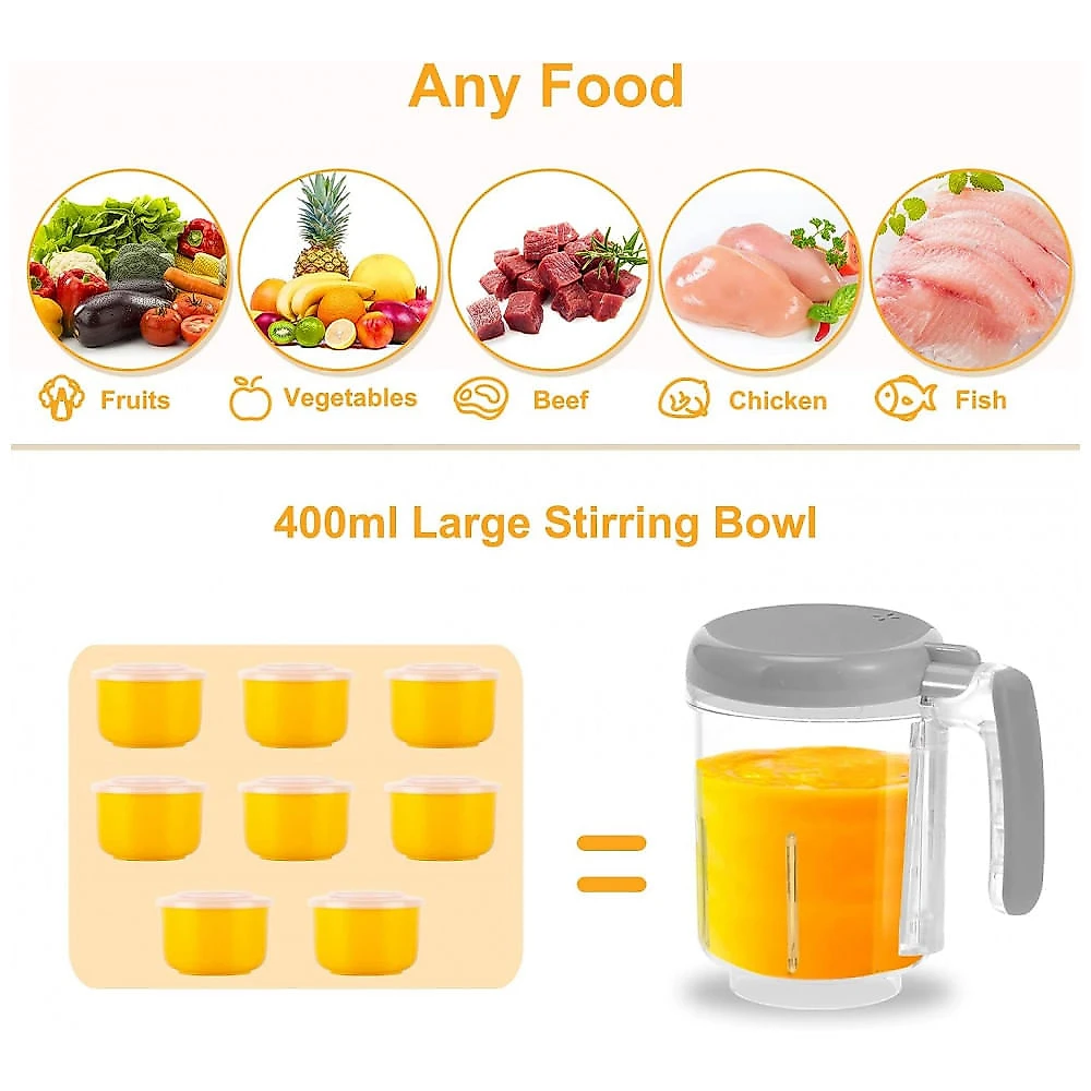 Processador de Alimentos para Bebês com Cozimento Automático, 110V 300W, BEAR, Branco