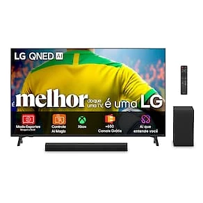 Combo Smart TV 65” 4K LG 65QNED73ASA QNED WebOS 25 + Soundbar LG S40T 300W RMS Canais 2.1 Bluetooth