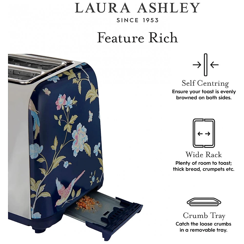 Torradeira elétrica 2 fatias Laura Ashley aço inox azul marinho 850W 110V