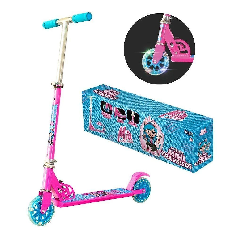 Patinete Infantil Travessos com Rodas com Brilho e Guidão Ajustável Azul Unik