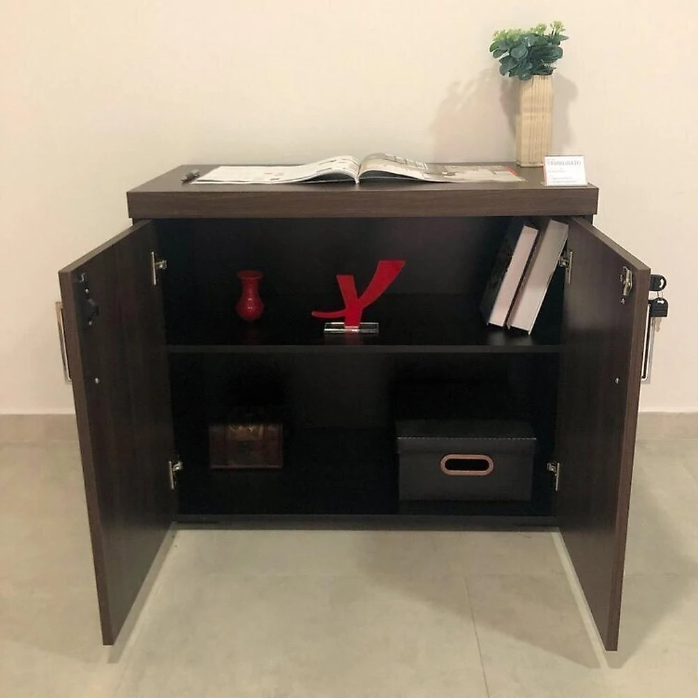 Conjunto Tamburato Mesa 1600 Gaveteiro Balcão 2 Portas Armário com Nicho e Balcão com Gavetas Charuto/Preto