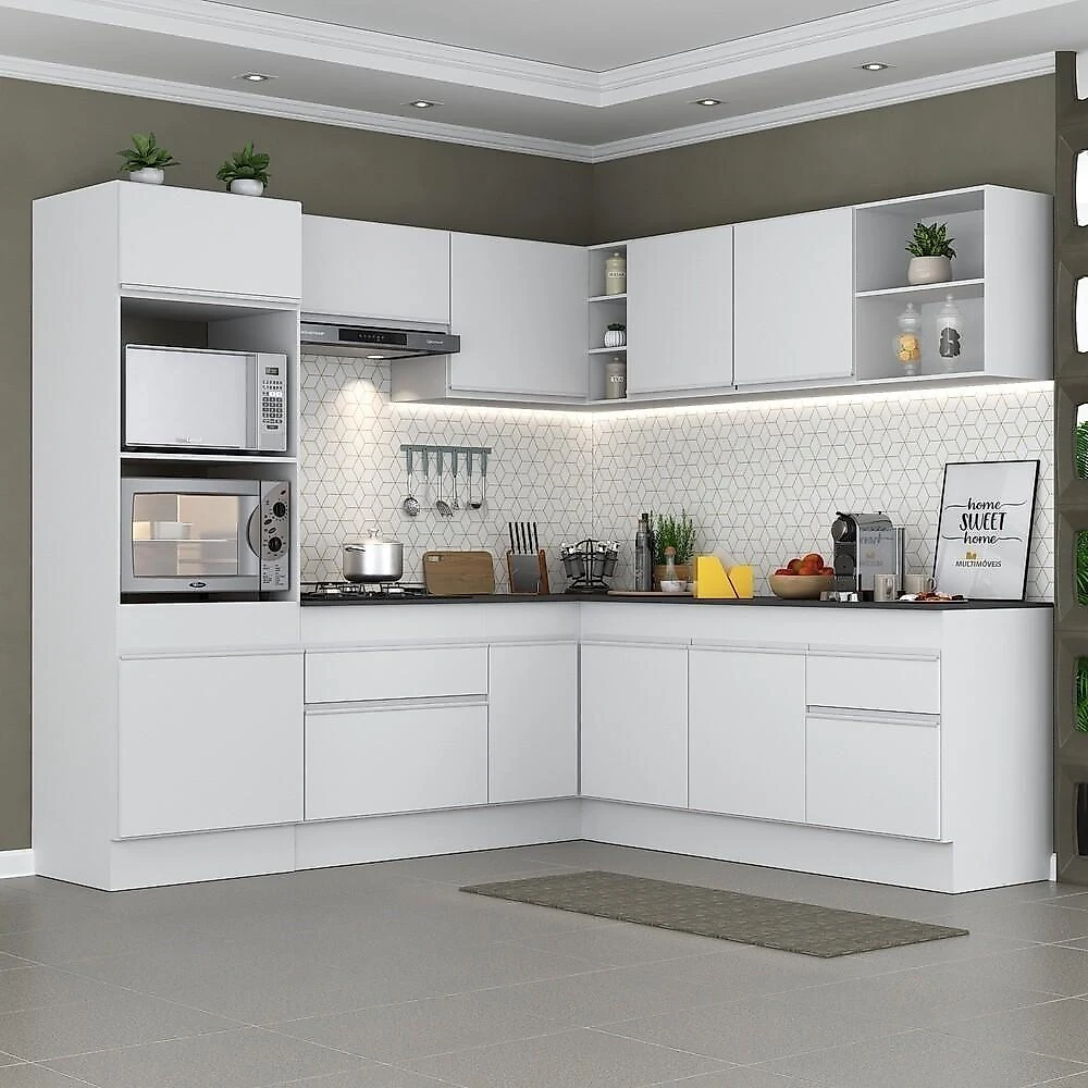 Armário De Cozinha Completa De Canto V2080 Branco