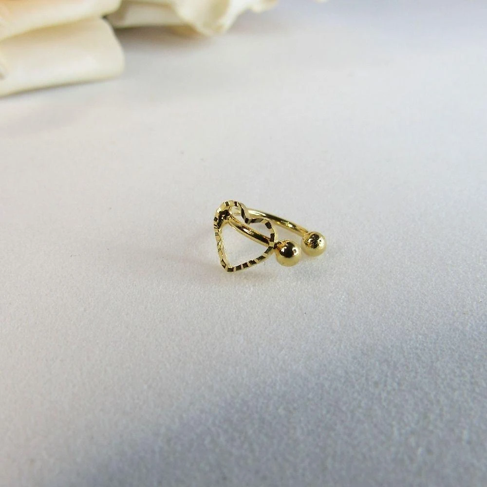 Piercing Fake Floratta Joias Coração Banhado em Ouro 18k Dourado Feminino