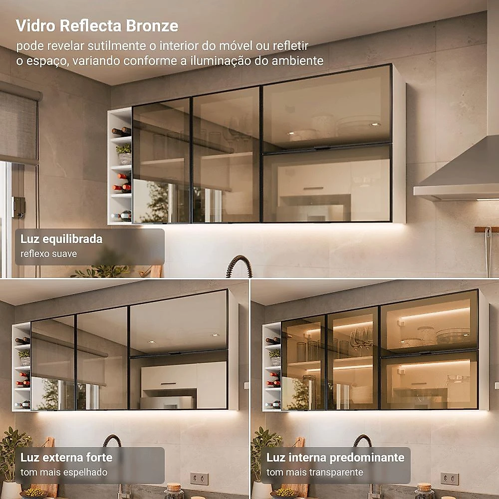 Armário de Cozinha Completa 270 cm Glamy Madesa 17B Branco