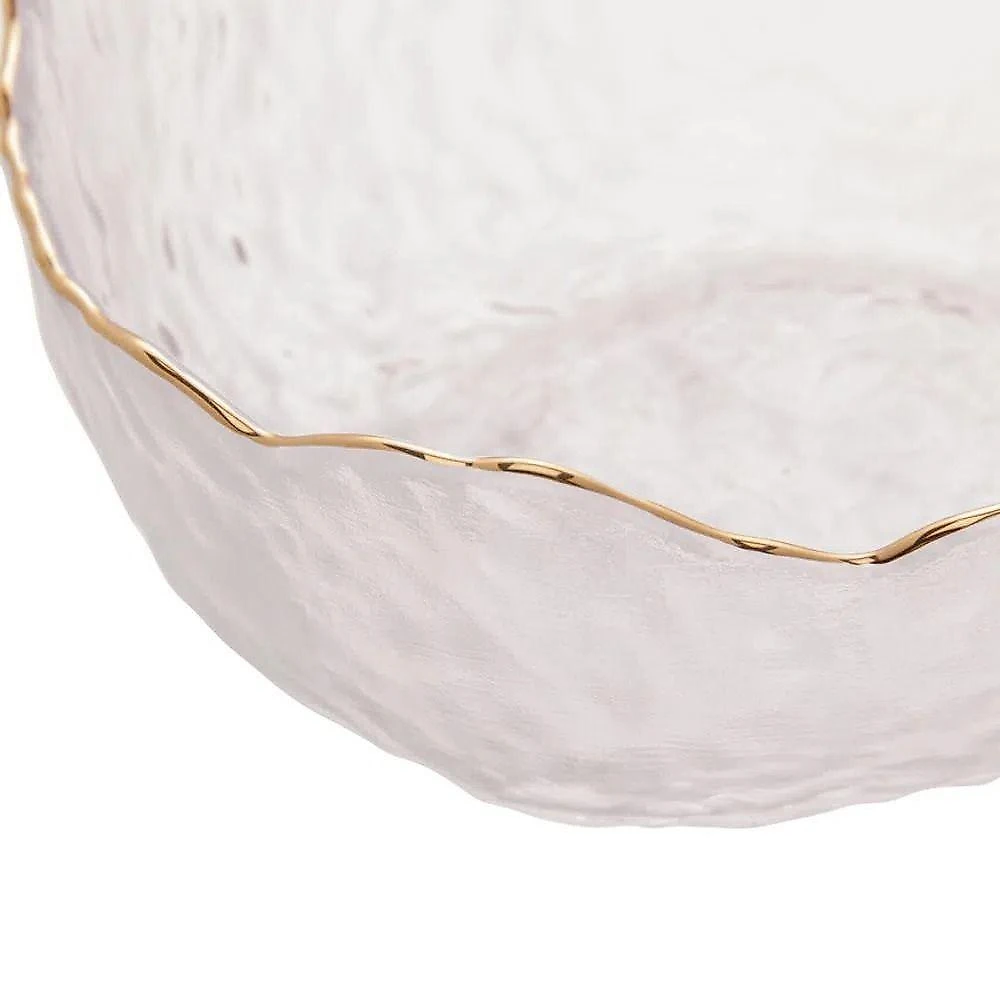 Bowl Taj de Cristal Martelado com Borda Dourada para Mesa de Transparente Wolff Kit com 12 webcontinental-7893015509537