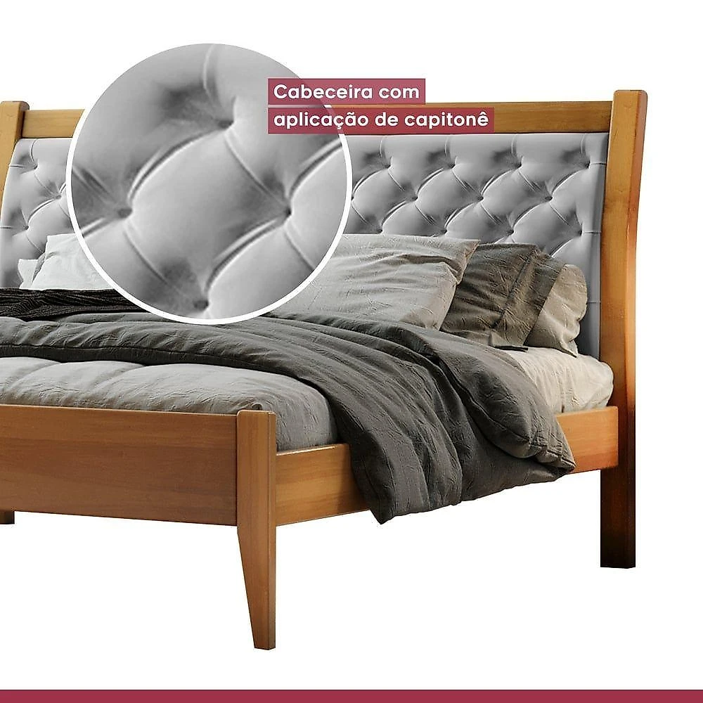 Cama Casal 140cm Vivare Amêndoa Mel Josandro Amêndoa Mel