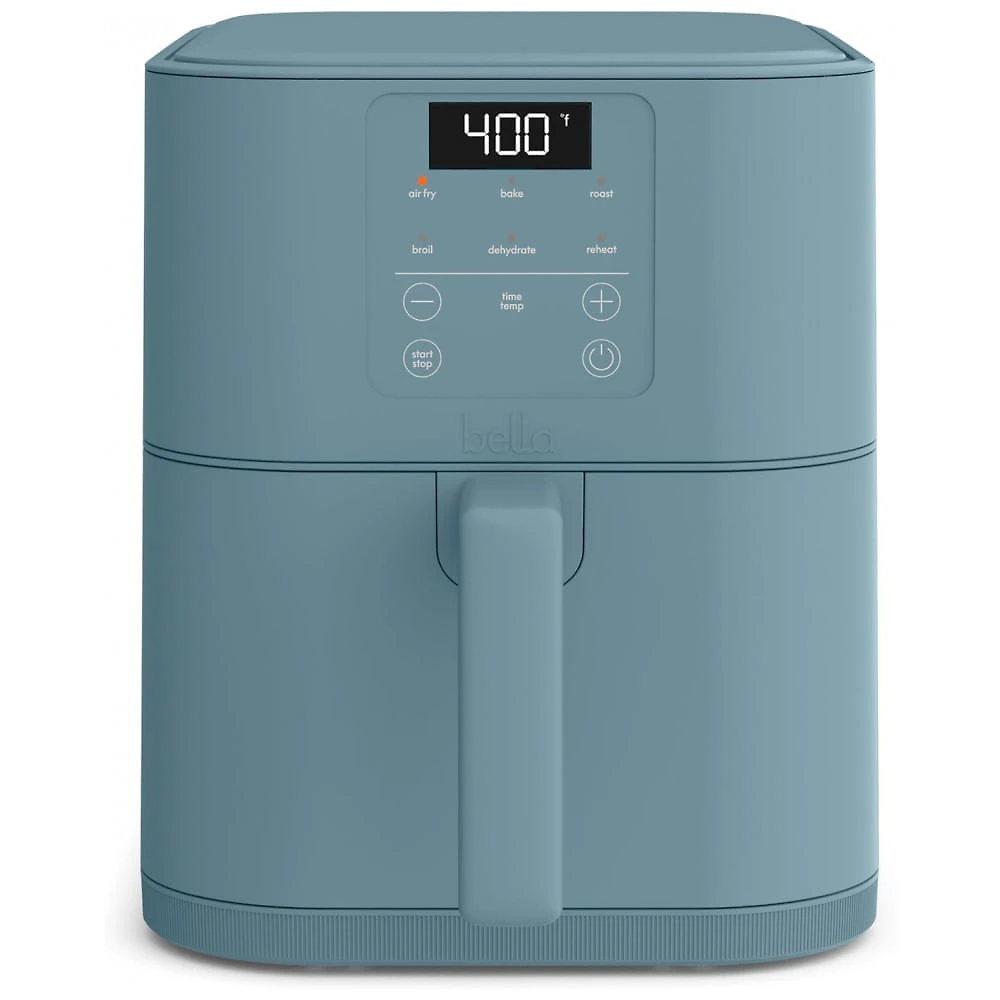 BELLA Air Fryer Slim 6 QT Surf - Coating Cerâmico EverGood, 6 Opções, 5lb Capacidade, Timer, Controle Digital