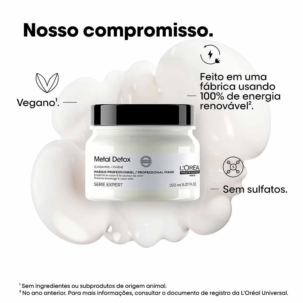 Máscara de tratamento l'oréal professionnel metal detox 150g