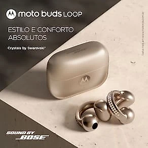Fone de Ouvido Moto Buds Loop OWS Bluetooth, Sound by Bose IP54 Bateria até 39h Swarovski