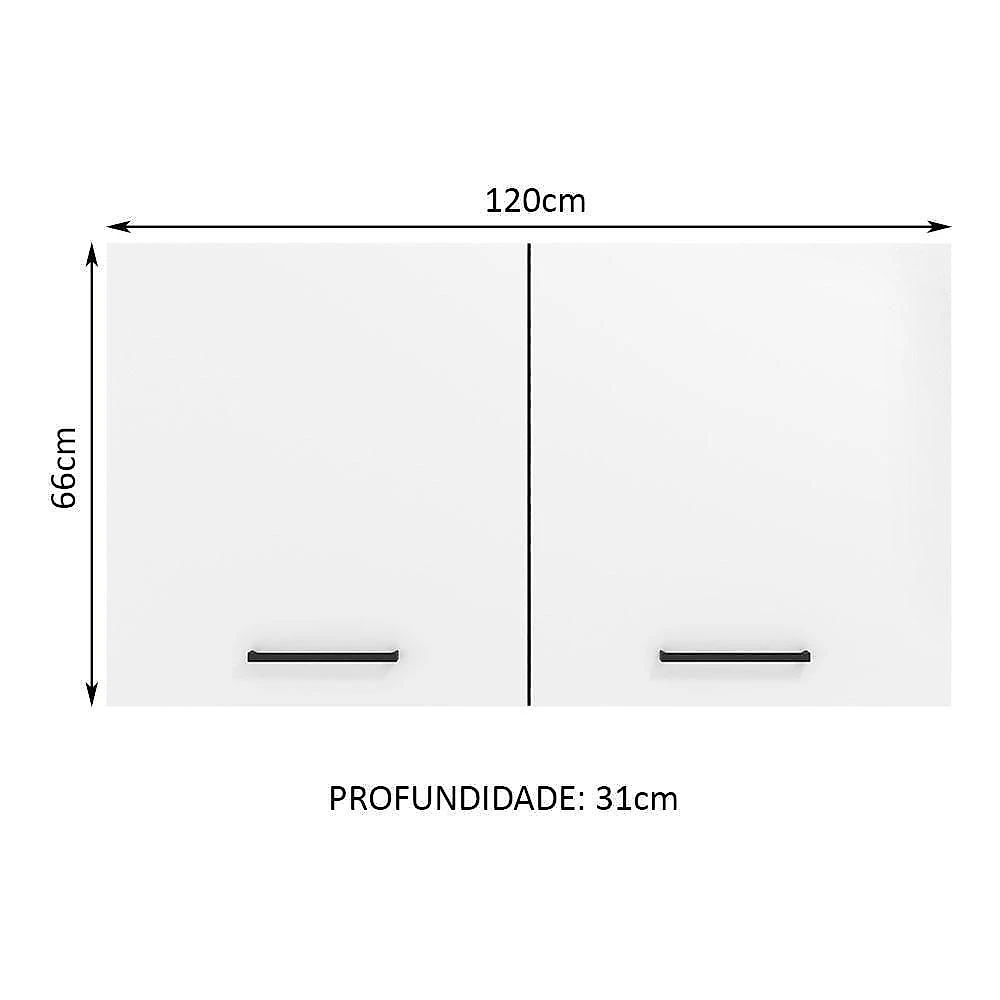 Armário Aéreo Multiuso 120cm 2 Portas Rustic/branco Agata Madesa Rustic/branco