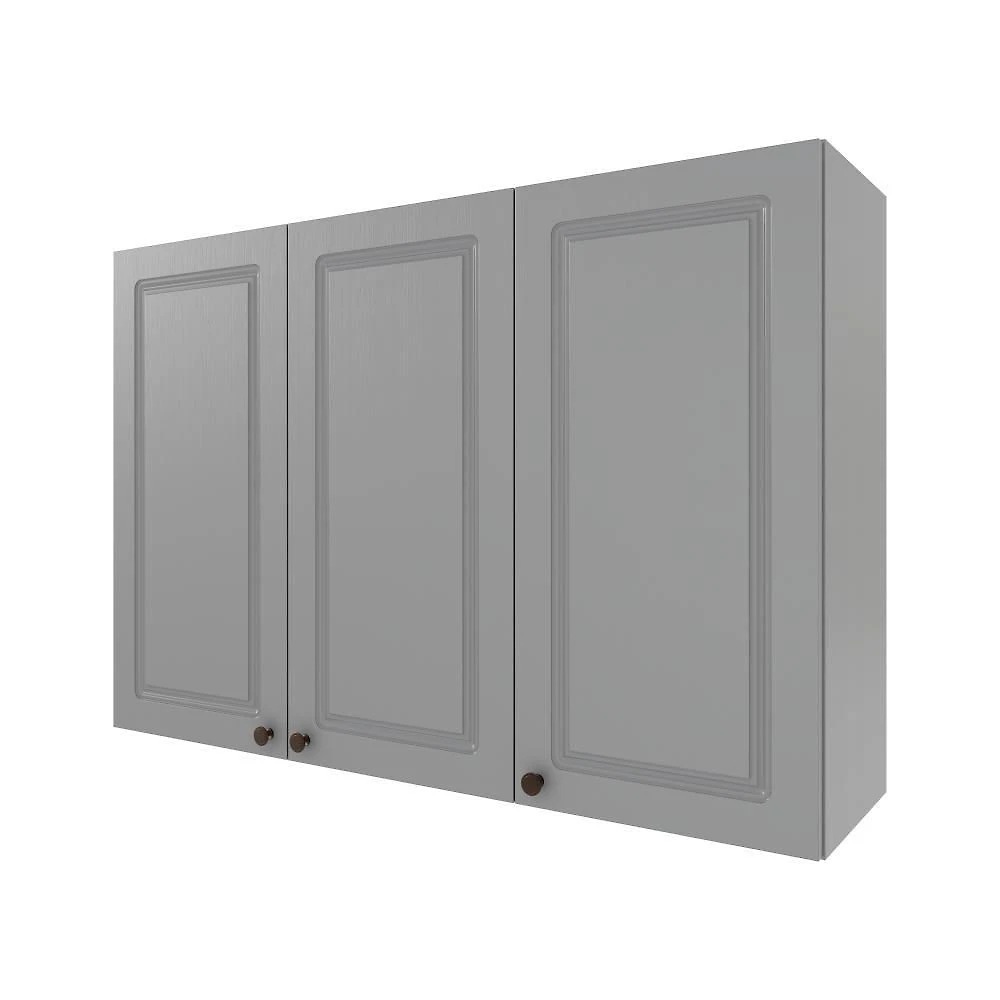 Armário Aéreo de Cozinha Armário Aéreo 120cm 3 Portas MDF Porta de Bater Titânio Fosco Indékes