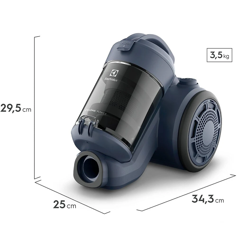 Aspirador de Pó 1300W CyclonicPower Filtro Sem Saco HEPA ABS05 Electrolux Azul - 110V