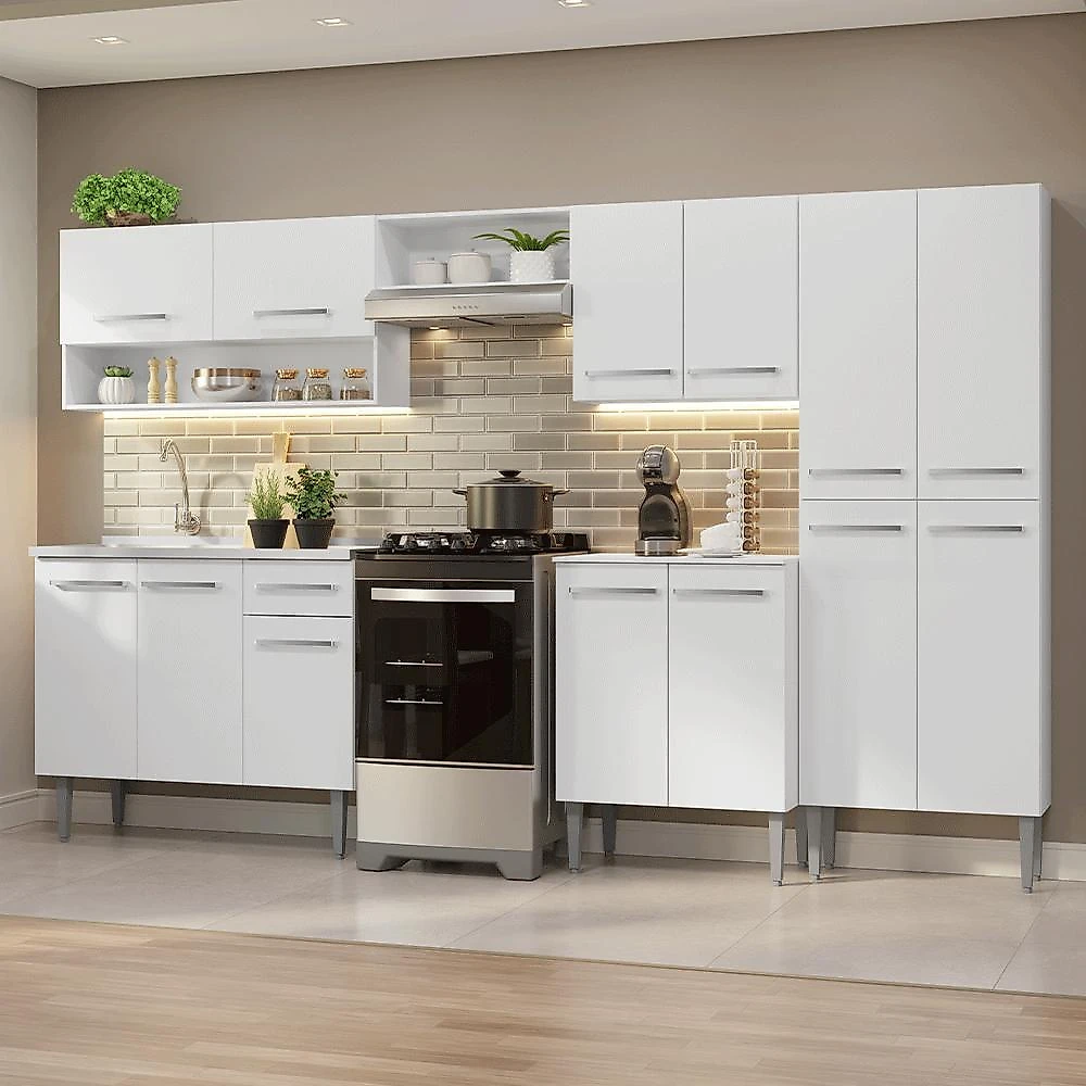 Armário de cozinha completa 293cm branco emilly madesa 09