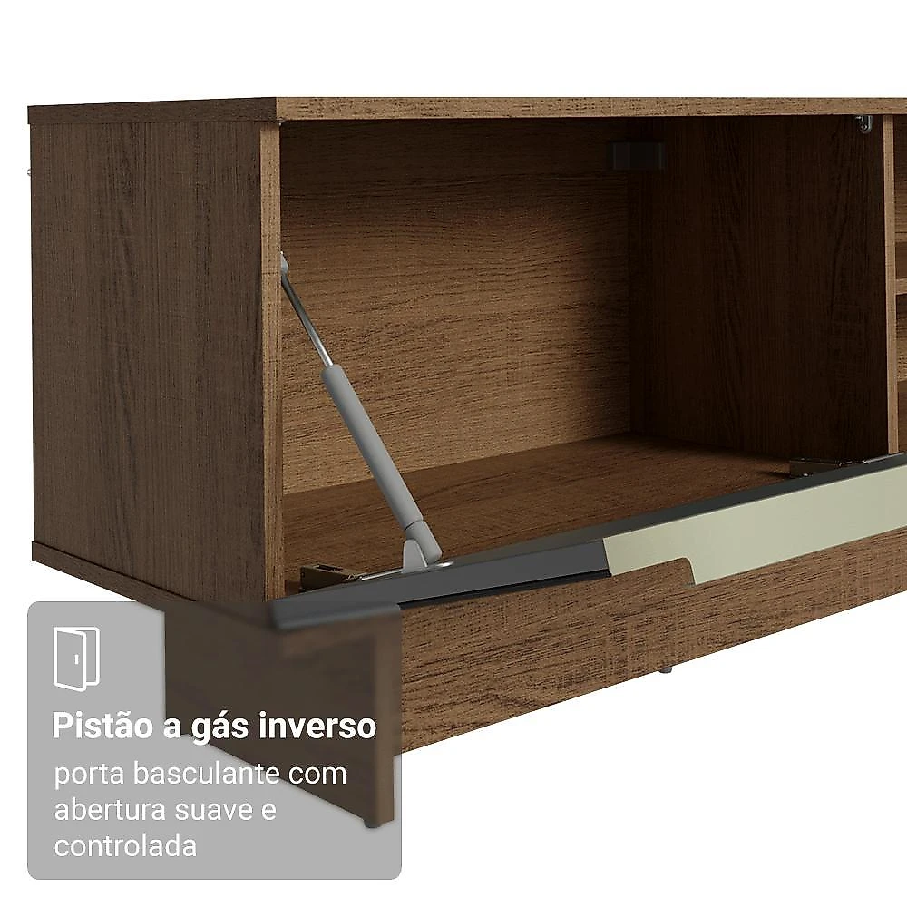 Rack para tv até 80 polegadas 218 cm 2 portas lux madesa branco/cinza
