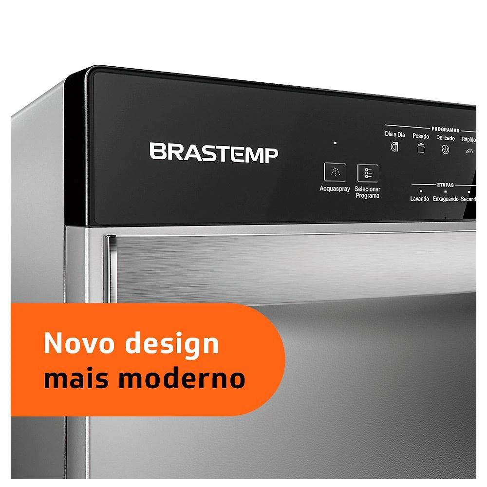 Lava Louças Brastemp Cinza Metálico com 08 Serviços e 05 Programas de Lavagem - BLF08B 110