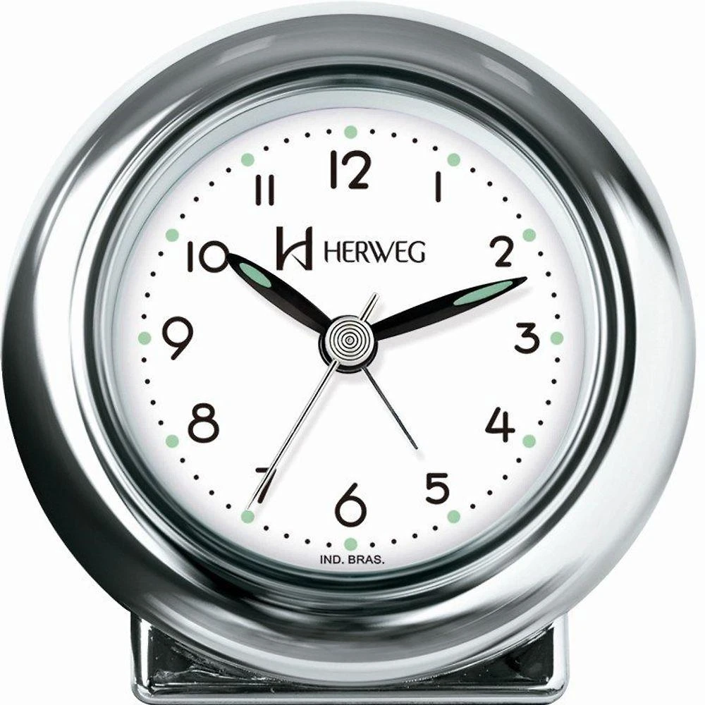 Relógio Despertador Quartz Redondo De Mesa Prata - Prata