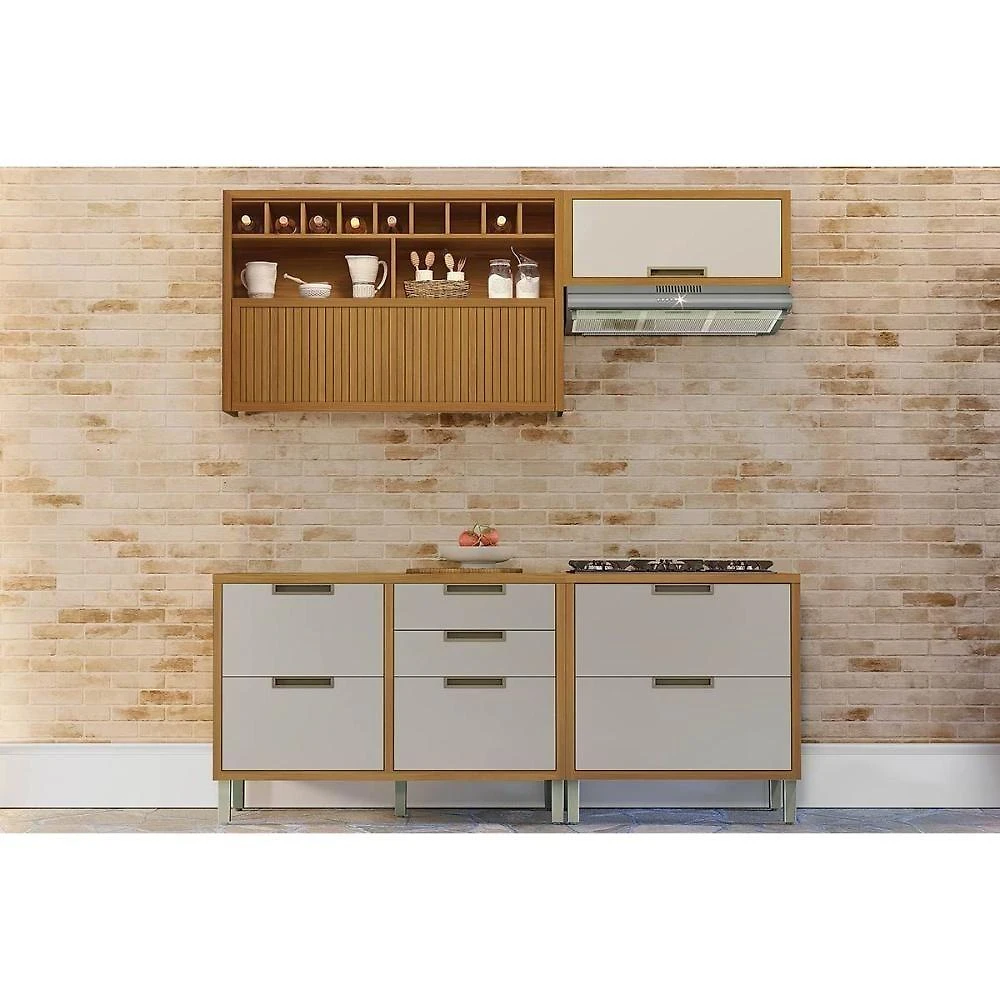 Cozinha Completa Imperatriz 4 Peças (2 Balcões + 2 Aéreos) C6p44 Freijo-off White - Nesher