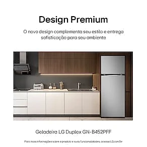 Geladeira LG Frost Free GN-B452PFF Duplex com Tecnologia Smart Inverter, Linear Cooling e DoorCooling Inox Look - 461 litros 110V