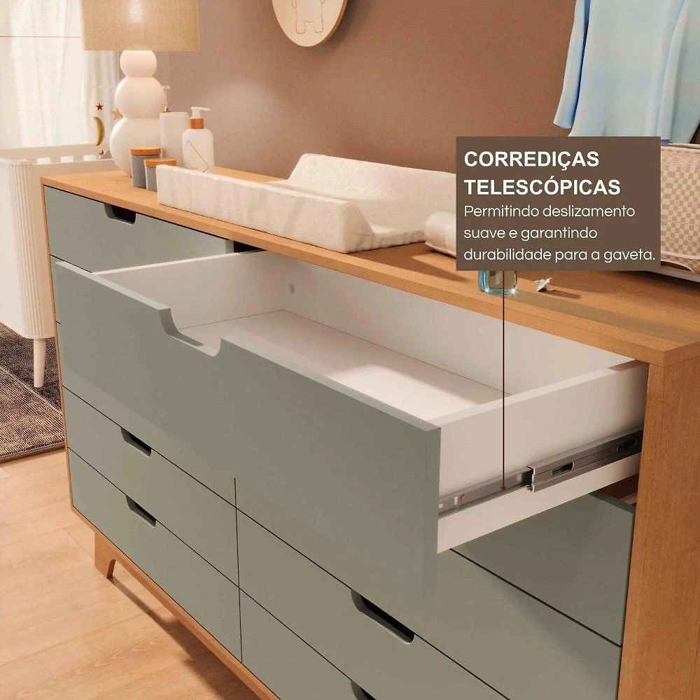 Miniatura Cômoda para Quarto Infantil 10 Gavetas 100% Mdf Alice Verti/ Castanho