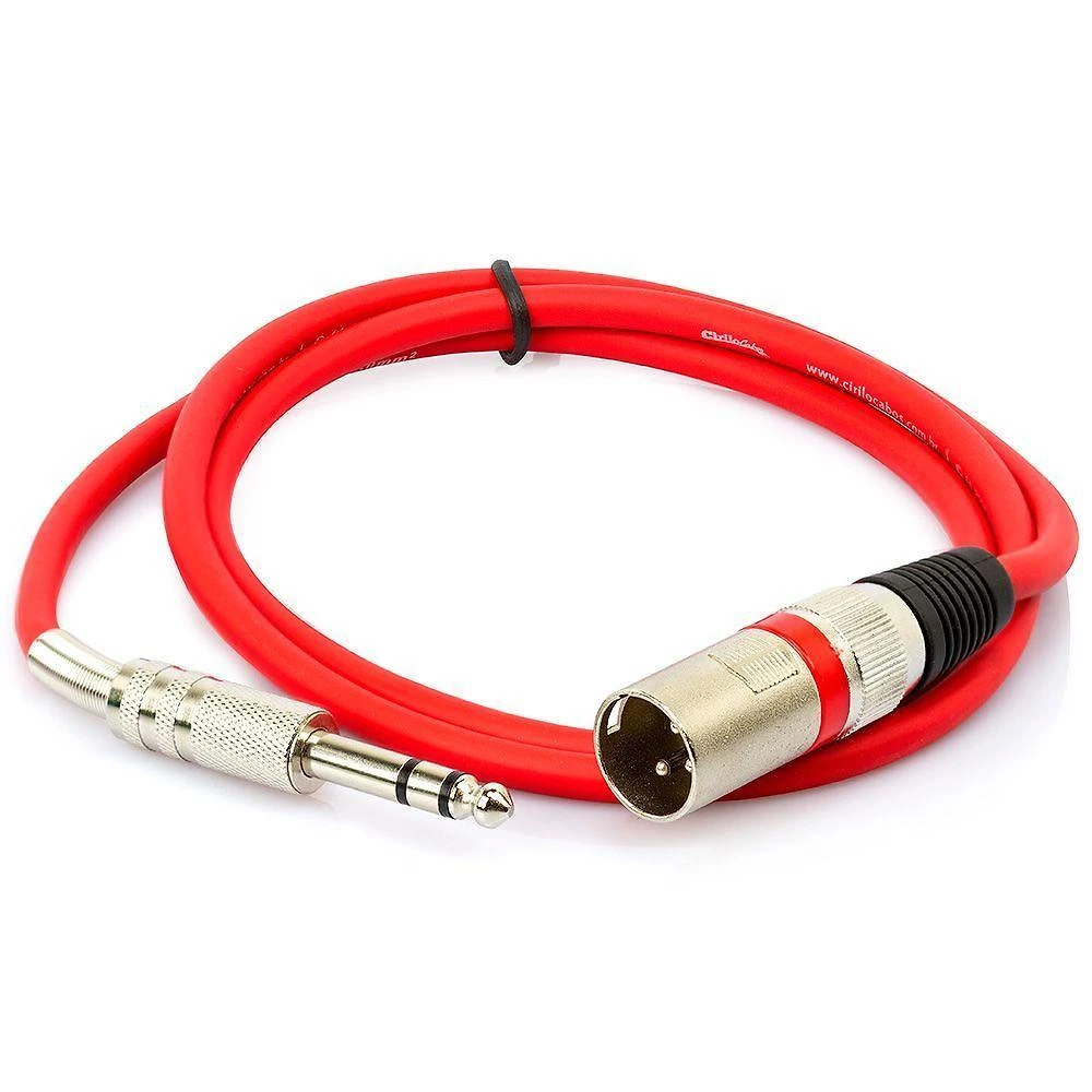 Cabo P10 Para Xlr Macho Vermelho Estereo - 10 Metros