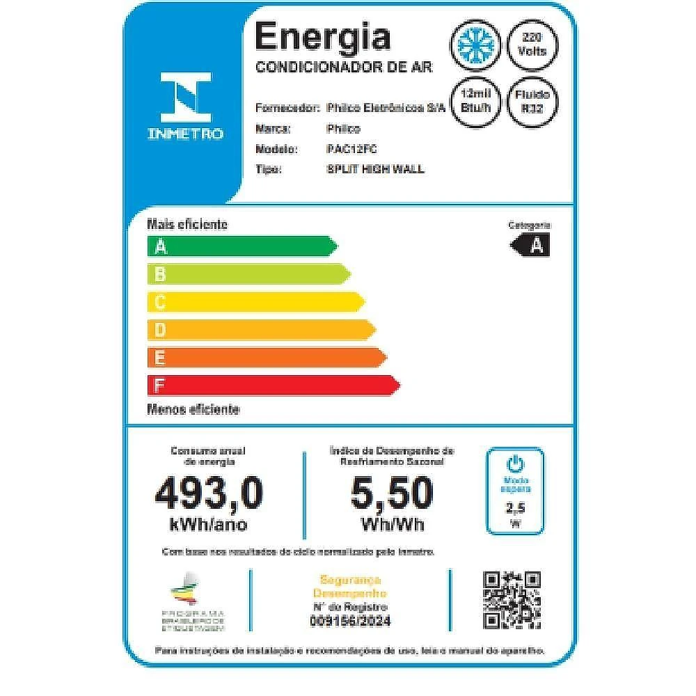 Ar condicionado split inverter philco 12000 btus frio 220v pac12fc