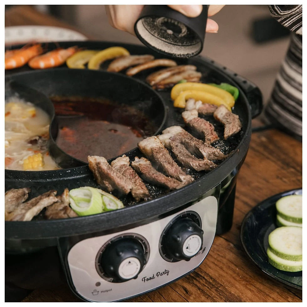 Churrasqueira Grill Elétrica até 8 Porções em Aço Inoxidável, 110V 1700W, Food Party, Preta
