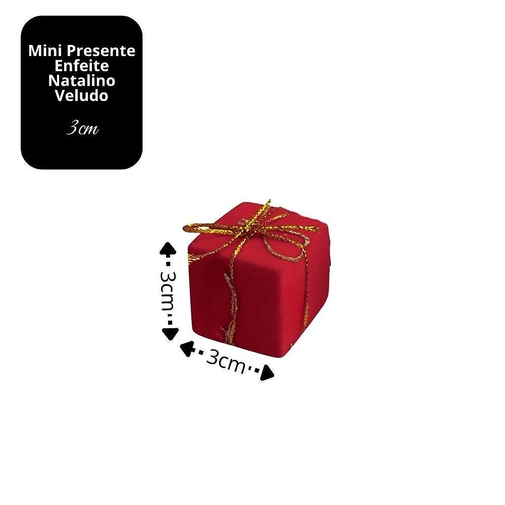 Enfeite de Natal Kit 6 Mini Presentes 3x3cm Vermelho para Árvore e Arranjos Yangzi