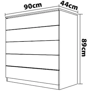 Miniatura Cômoda Bartira Diplomata + 5 Gavetas Trava de Segurança e Espaço para TV de até 42" - 90cm de Largura Branco/Avelã