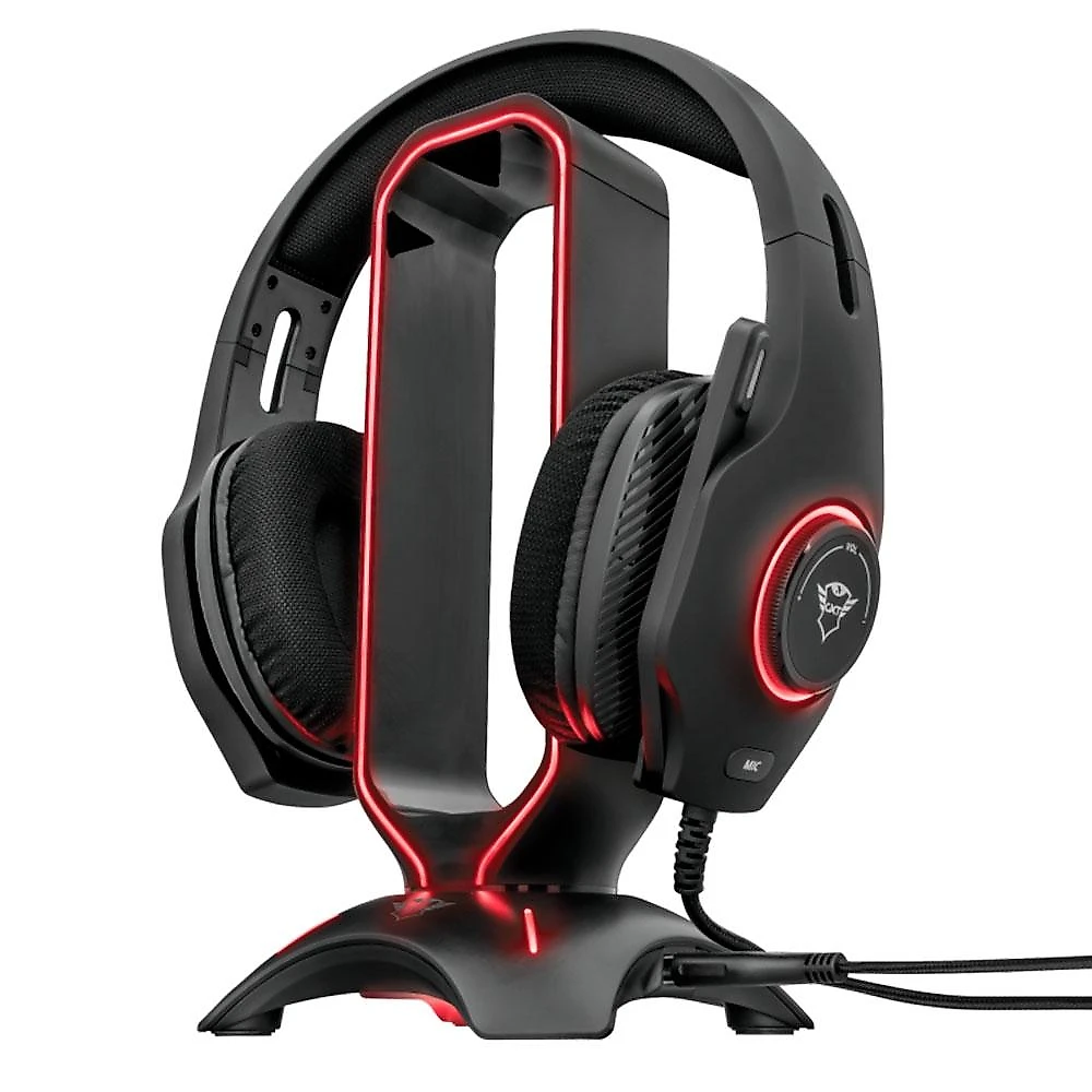 Suporte para Headset Gamer Trust GXT 265 Cintar, RGB, 2 Portas USB - 23647