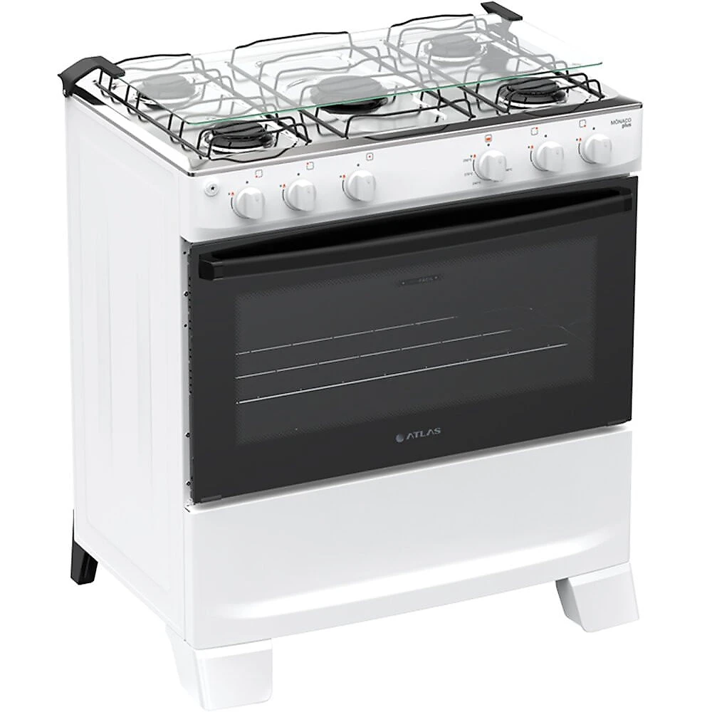 Fogão 5 Bocas Mônaco Plus Mesa Inox Atlas Branco - Bivolt