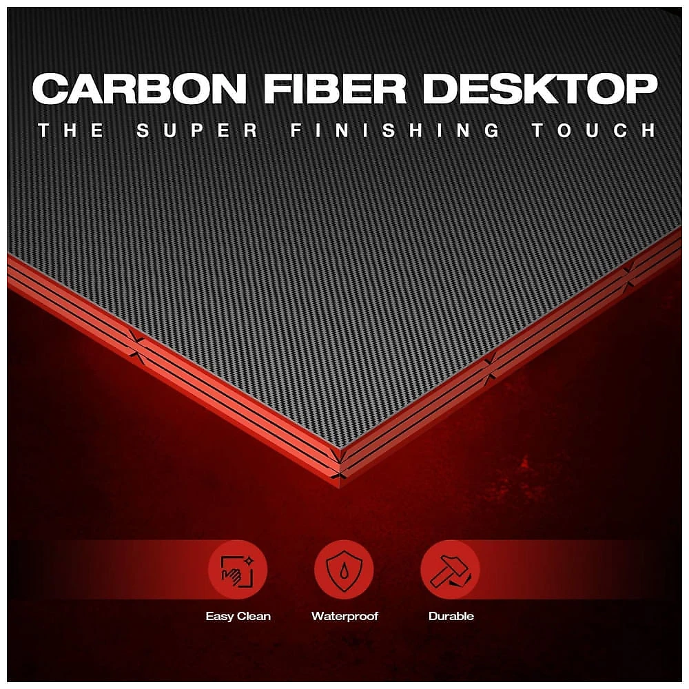 Mesa Gamer em L Homall Preto 128 cm com Suporte para Monitor Removível e Gaveta, Acabamento Carbono Fibra Polido, Estrutura em Z Soldada
