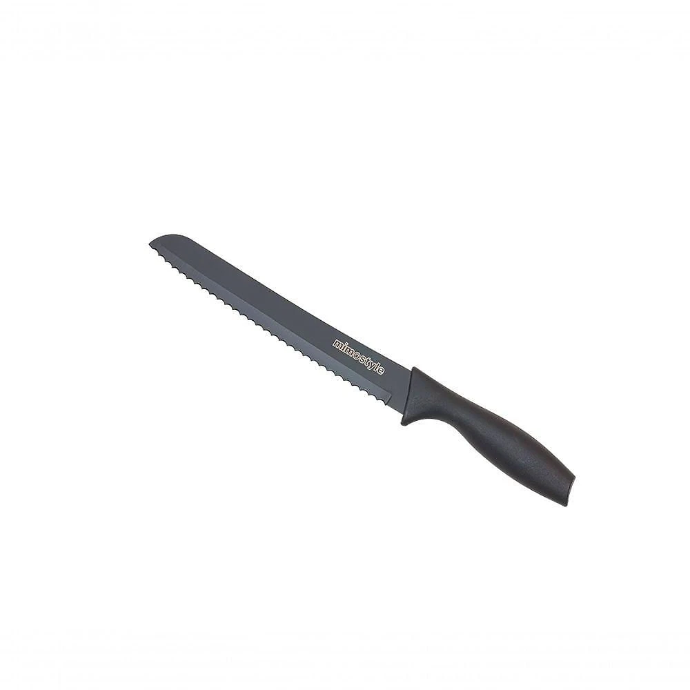 Faca Para Pão Inox Antiaderente Preto 8” Mimo Style Ac21051
