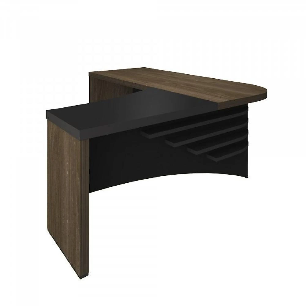Kit 2 Peças 1 Mesa em L 1 Armário Alto com Nicho Tamburato Conjunto Escritório com Mesa LD com Armário Diretor Artany Charuto/Preto
