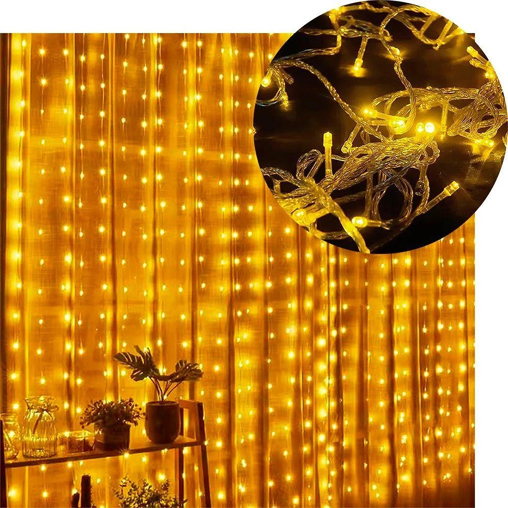 Pisca Cortina Natalina 520 Lâmpadas Leds Amarelo 5x2m 220v